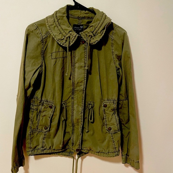 Distressed Olive Green AE Utility Jacket Women’s M - Picture 1 of 8